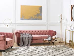 Chesterfield Sofa CHESTERFIELD 2-tlg Schwarz - Pink - 201 x 70 x 75 cm