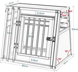 Hundetransportbox Maliha Schwarz - 60 x 55 x 50 cm - Metall