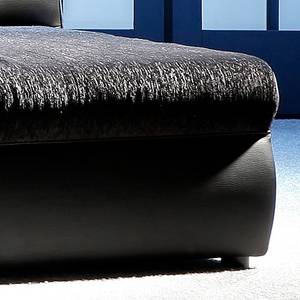 Canapé d'angle Pearl Avec fonction couchage - Imitation cuir / Tissu structuré - Noir / Anthracite - Avec méridienne longue à droite (vue de face) - Méridienne à droite (vue de face)