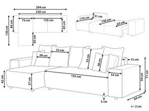 Canapé d'angle LUSPA Beige - Noir - Taupe - Accoudoir monté à gauche (vu de face) - Angle à droite (vu de face) - Fonction lit à droite (vue de face)