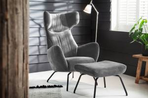 Fauteuil avec repose-pieds LOTTE Argenté