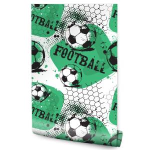 Tapete FUßBALL Sport Aufschriften Schwarz - Grün - Weiß - Papier - Textil - 53 x 1000 x 1000 cm