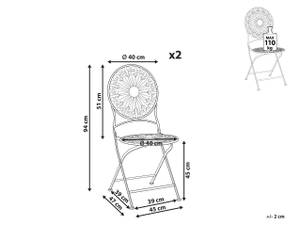 Gartenstuhl SCAFA 2-tlg Weiß - Metall - 45 x 94 x 47 cm