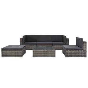 Garten-Sofagarnitur Grau - Metall - Polyrattan - 74 x 26 x 74 cm