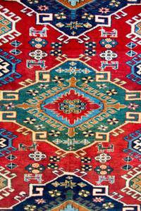 Kazak - 217x193cm Rot - Naturfaser - 193 x 1 x 217 cm