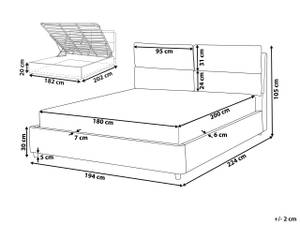 Doppelbett BATILLY Grau - Hellgrau - 194 x 224 cm