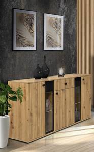 FURNIX Sideboard SARAI Artisan mit LED Kastanienbraun