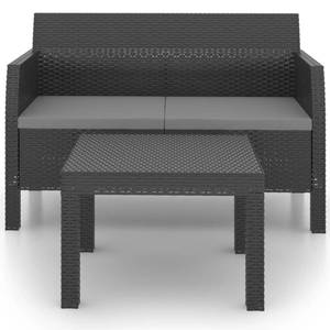 Garten-Lounge-Set Grau - Kunststoff - Polyrattan - 58 x 41 x 58 cm