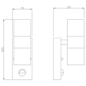 Aussenleuchte mit Sensor Zilly Up & Down Silber - Glas - Metall - 3 x 7 x 3 cm