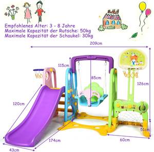 6 in 1 Kinder Spielplatz Kunststoff - 174 x 115 x 209 cm