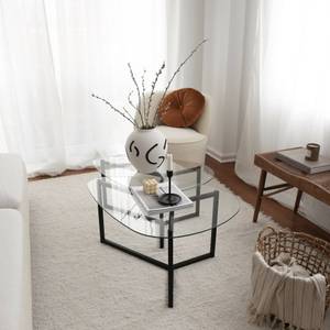 Table basse Lunaria Noir - Verre - 58 x 40 x 82 cm