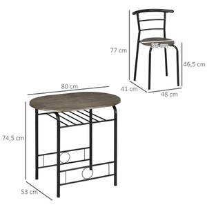 Essgruppe mit 2 Stühlen 835-658BK Schwarz - Holzwerkstoff - 53 x 75 x 80 cm