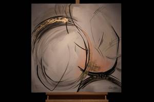 Tableau peint The Art of Simplicity Noir - Bois massif - Textile - 80 x 80 x 4 cm