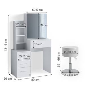 Schminktisch Conrada 36240 Weiß - Holzwerkstoff - 80 x 131 x 36 cm