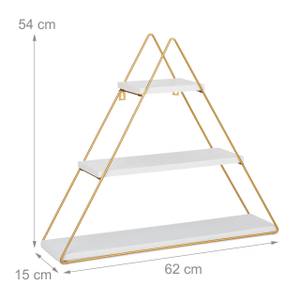 Hängeregal Pyramide 3 Ablagen Gold - Weiß - Holzwerkstoff - Metall - 62 x 54 x 15 cm