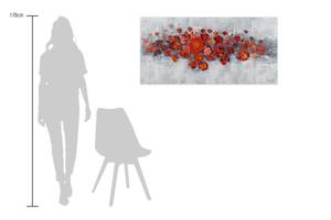 Peinture acrylique Pearls and Roses Gris - Rouge - Bois massif - Textile - 120 x 60 x 4 cm
