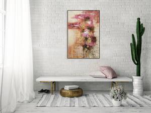 Tableau peint à la main Sweas Sugar Rose foncé - Bois massif - Textile - 80 x 120 x 4 cm