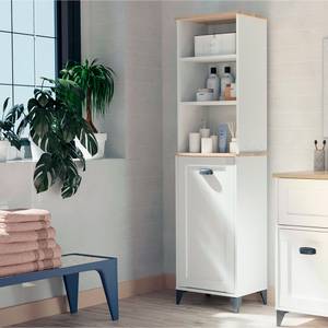 Colonne de Salle de Bain BRI-1149 Blanc - Bois manufacturé - Matière plastique - 47 x 168 x 31 cm