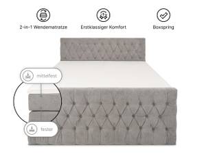 LONDON Boxspringbett mit Bettkasten Grau - Breite: 180 cm