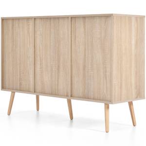 Sideboard NaturⅢ Beige - Holzwerkstoff - Rattan - Massivholz - 40 x 82 x 120 cm