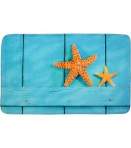 Badteppich Starfish 50 x 80 cm Türkis - Textil - 50 x 2 x 80 cm