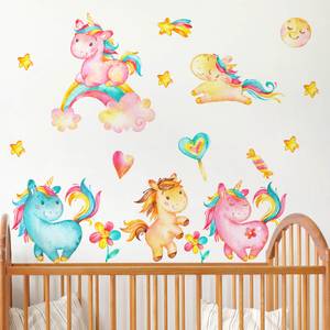 Wandtattoo - Einhorn Aquarell Set 75 x 100 cm