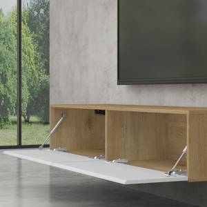 TV Lowboard Fernsehschrank02 Eiche Wotan Dekor - Weiß - Tiefe: 160 cm