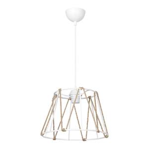 Suspension Halifax E27 blanc / naturel Blanc - Matière plastique - 30 x 60 x 30 cm