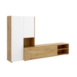 Unité murale Ainos Node Chêne et Blanc Marron - Bois manufacturé - 227 x 141 x 40 cm