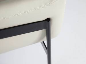 Fauteuil en cuir et pieds en acier noir Noir - Blanc - Cuir véritable - Textile - 67 x 87 x 75 cm