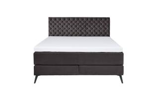 Lit boxspring SINDAR avec topper froid Anthracite - Noir - 162 x 211 cm - Noir