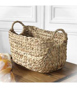 Korb aus Wasserhyazinthe mit Griffen Beige - Naturfaser - 23 x 26 x 40 cm