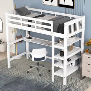 Lit mezzanine enfant M456 Gris - Bois manufacturé - 187 x 175 x 209 cm