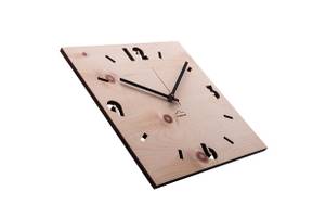 Horloge murale Duhrchbruch Zirbe eckig Beige - En partie en bois massif - 30 x 30 x 4 cm