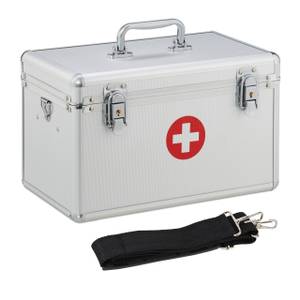 Erste Hilfe Koffer Aluminium Schwarz - Rot - Silber - Metall - Kunststoff - Textil - 32 x 19 x 20 cm