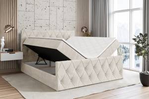 Boxspringbett - AMAY Ecru - Breite: 140 cm - H3