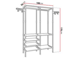 Regal Flluo Schwarz - Holzwerkstoff - 108 x 170 x 36 cm