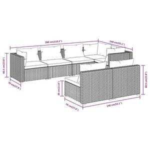 Garten-Lounge-Set (7-teilig) 3013637-11 Braun - Weiß - Metall - Polyrattan - 70 x 61 x 70 cm