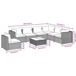 Garten-Lounge-Set (8-teilig) 3013636-7 Braun - Weiß - Metall - Polyrattan - 60 x 30 x 60 cm