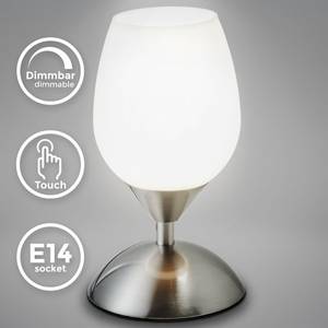 Tischlampe Glas mit Touchdimmer Silber - Metall - Kunststoff - 11 x 20 x 11 cm