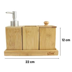 Badezimmer Set Seife Pumpe Fall Braun - Bambus - 9 x 18 x 22 cm