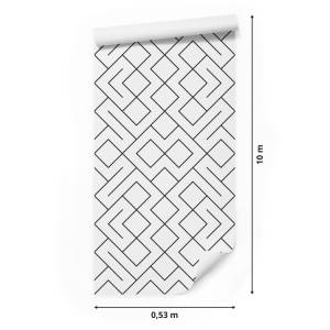 TAPETE Klassisch Geometrie Motiv Mosaik Schwarz - Weiß - Papier - 53 x 1000 x 1000 cm