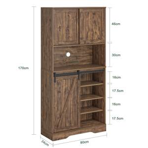 Küchenschrank FSB83-N Braun - Holzwerkstoff - 80 x 170 x 34 cm