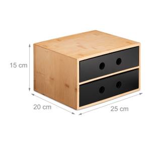 Schreibtisch Organizer mit 2 Schubladen Schwarz - Braun - Bambus - Holzwerkstoff - 25 x 15 x 20 cm