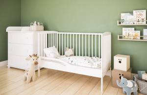 2in1 Babybett und Kinderbett 120x60cm Weiß - Massivholz - Holzart/Dekor - 65 x 87 x 124 cm