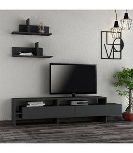 Meuble TV 2 portes  - L180 cm Anthracite