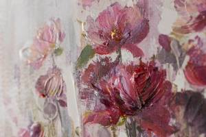 Tableau peint à la main Lilac Reverie Rose foncé - Bois massif - Textile - 120 x 60 x 4 cm