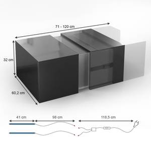 Table basse Dandy noir & LED Noir brillant