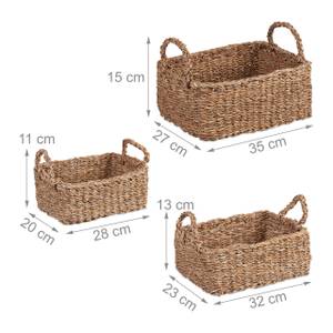 3-tlg. Aufbewahrungskorb Set aus Seegras Braun - Rattan - 25 x 15 x 27 cm