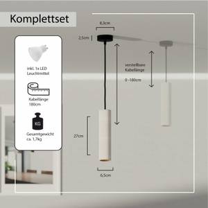 Hängeleuchte "Nara27" Betonleuchte GU10 Grau - Naturfaser - Stein - 7 x 180 x 27 cm